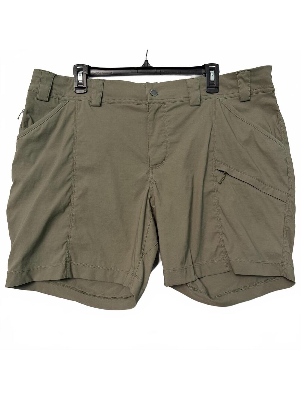 Duluth Trading Olive Green Dry On The Fly Women's 18 Nylon 7" Shorts Pockets